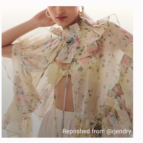 NWT Selkie Ruffled Cape Floral in Yellow - Picture 6 of 6